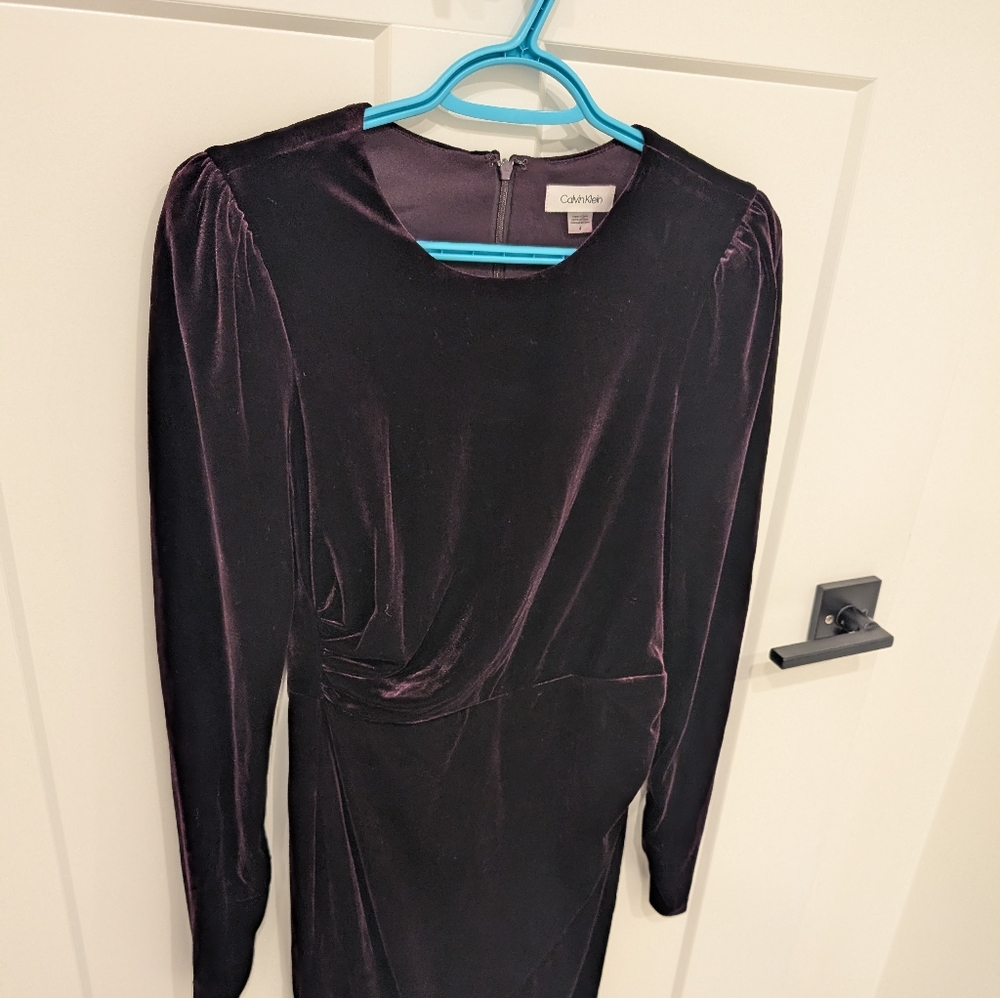 Calvin Klein velvet aubergine dress, size 4